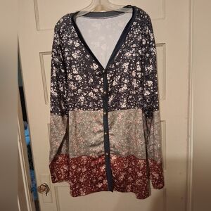 Source Unknown Multicolor Floral Cardigan